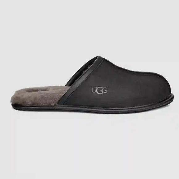 UGG Other - UGG men’s scuff slippers leather and shearling fur black grey US size 15